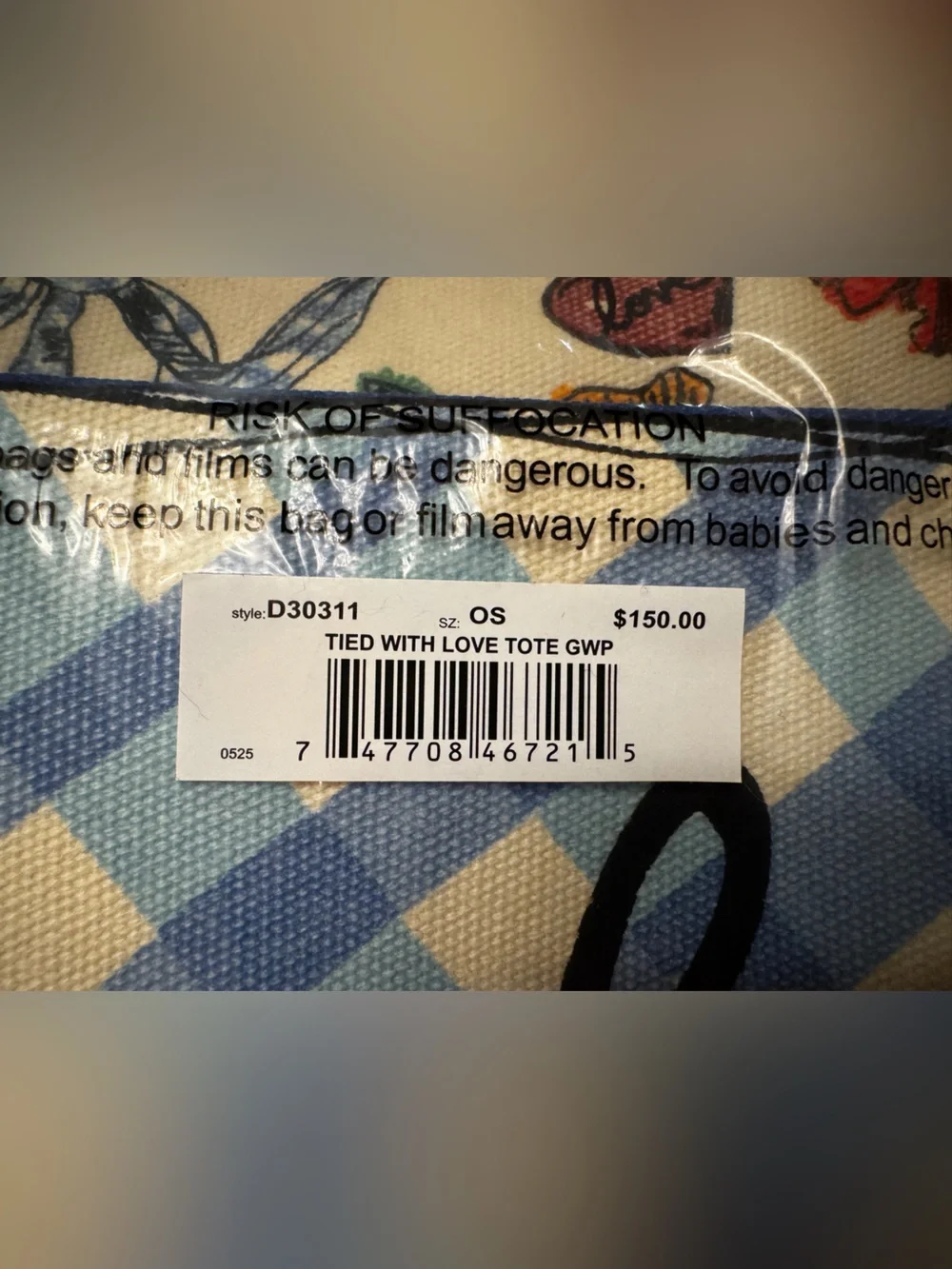 Brighton Tied With Love Tote - Blue & Cream Check - Picture 6 of 6